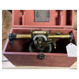 Older surveyor's transit level in wooden case