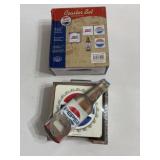 6 pc wood Pepsi coaster set with bottle opener