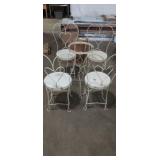 4 matching white iron heart back parlor chairs