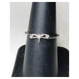 14k white gold clear Stone ring  marked 14k size