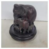 Carved wood elephant figure with stand 4in tall