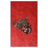 Sterling silver Cute fox with heart silver chain