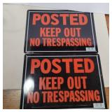 2 thin metal no trespassing sign 14in x 10in