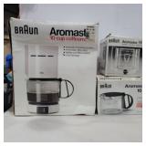 Braun aromaster coffeemaker, tea filter, and