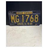 1958 Indiana license plate