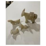 hand-carved onyx donkey and dogs
