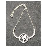 Silver tree adjustable bracelet marked 925.