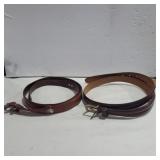 2 leather brown 42in belts 1 Ralph Lauren
