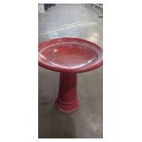 Red clay bird bath with 14in