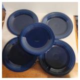 5 blue Fiesta dinner plates 10in