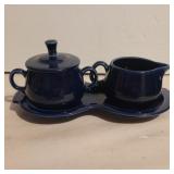Blue Fiesta cream and sugar