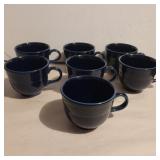 7 blue Fiesta coffee cups