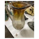 vintage Mexican-style blown glass pitcher