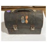 vintage black metal dome-top lunch box