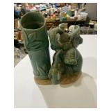 vintage green glazed ceramic planter