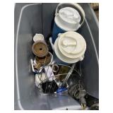 Tote of Insulated Beverage Coolers, Stoneware &
