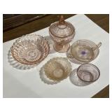 Pink depression and other glass dishes