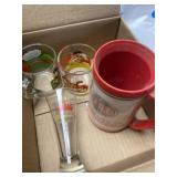 Collection of promotional glasses and mugs