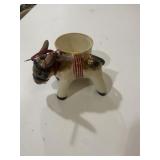 vintage ceramic donkey figurine with a attached