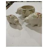 ceramic hand-painted pig figurines salt pepper