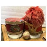 vintage military-style marching band hats &