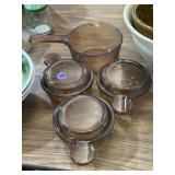 Corning Ware Visions amber glass 'Grab-It' bowls