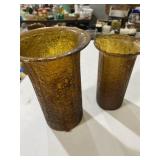 2 amber crackle glass hurricane shades one is 7