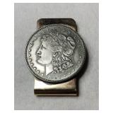 1892 Morgan silver dollar money clip