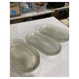 6 Hazel Atlas clear glass corn on the cob dishes