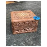 Carved wooden trinket box 4x4x2.5