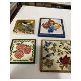4 decorative ceramic tile trivets