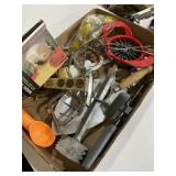 Flat of various kitchen utensils