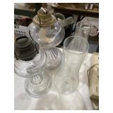 2 glass oil lamps