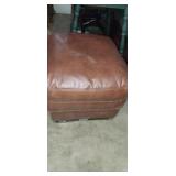 Brown leather ottoman