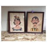 Framed vintage 'Vinegar Valentines' prints,