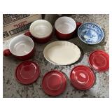 Ceramic soup mugs, saucers, bakeware and transfer