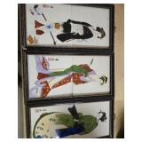 3 Chinese Painted Plaques  12 x 5 1/2'