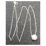 Silver Pearl necklace marked 925.  .085oz
