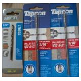 Lot of drill bits including Tapcon carbide-tipped