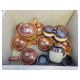 8 Soup bowls with lids, cream/sugar dish, 4