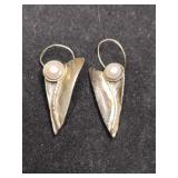 Silver Pearl dangle earrings Mark Sterling.