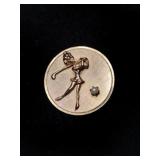 14k women's golf pin marked M  14k.    .200oz