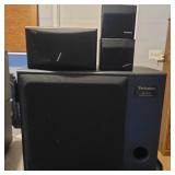 Technics sb-w33 subwoofer and 3 speakers and