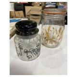 Glass mushroom canister, and glass wheat canister