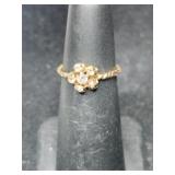 Rope ring clear stones unmarked size 3.5.