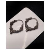 Silver tribal hoop earrings unmarked.  .075oz