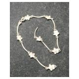 Silver Hawaiian plumeria anklet marked 925.