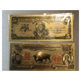 2 novelty gold foil Bank notes