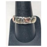Silver leaf shaped band ring Marked Sterling size