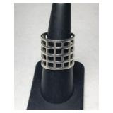 Silver large band ring marked 925 size 7.